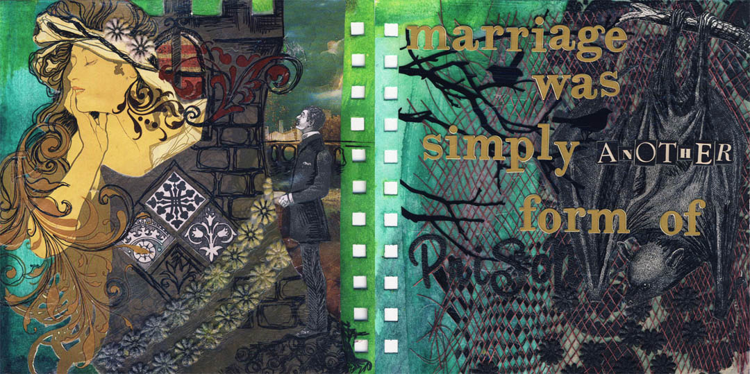 Rapunzel, 6in x 6in visual journal pages, 2011