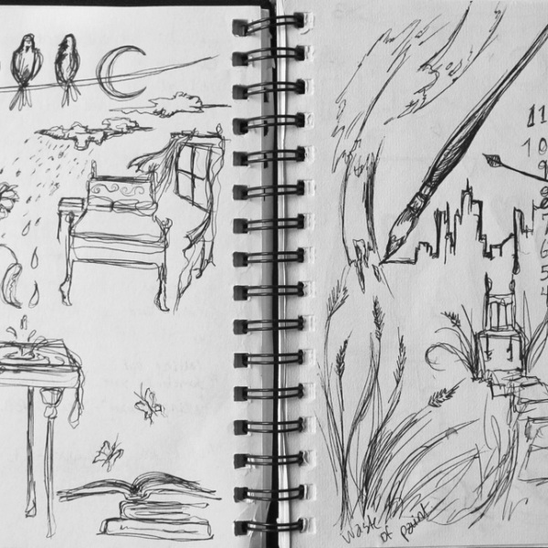 A couple of the sketches used as reference to develop ideas for the surreal series, 2010