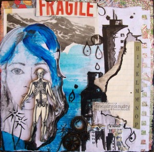 Blue Girl II, mixed media drawing on canvas, 8in x 8in, 2009