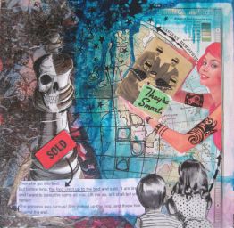 Then she got into bed... 12in x 12in, mixed media collage on canvas, 2012