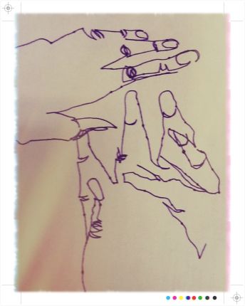 My blind contour hand drawings-probably some of the best I have done. (and by "best" I mean that most look like the subject matter being drawn)