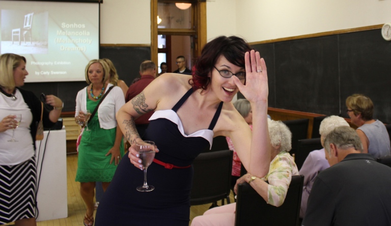 Me being silly before my speech (I have water in my wine glass.)
